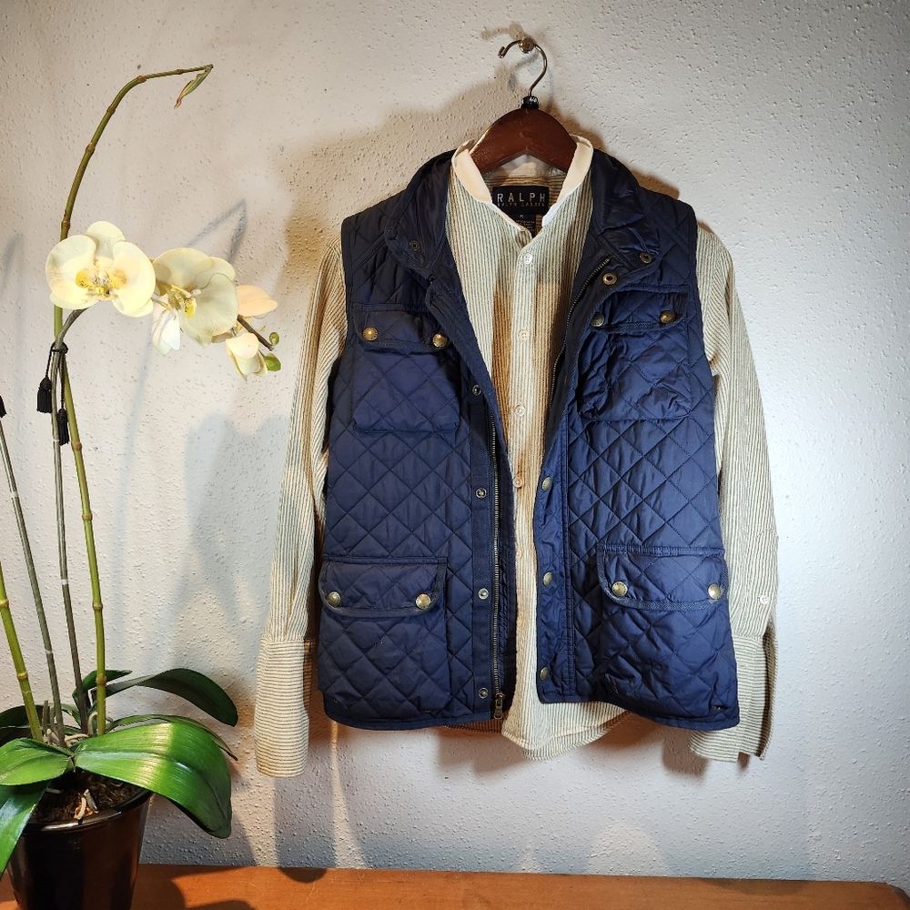 Polo Ralph Lauren Women's Aviator Blue Diamond Quilted Vest in XL